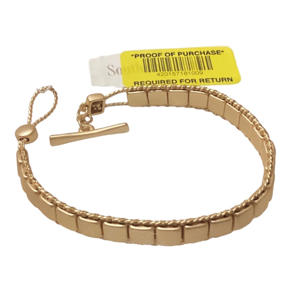 Southern Living Brushed Gold Square Chain Line Link Bracelet Bar And Toggle